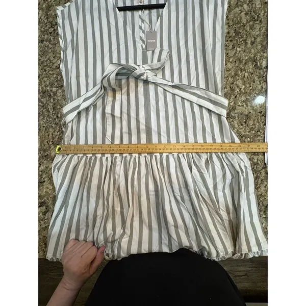 Haven Well Within Organic Cotton Poplin Stripe Tiered‎ Midi Dress Size Large - Image 12