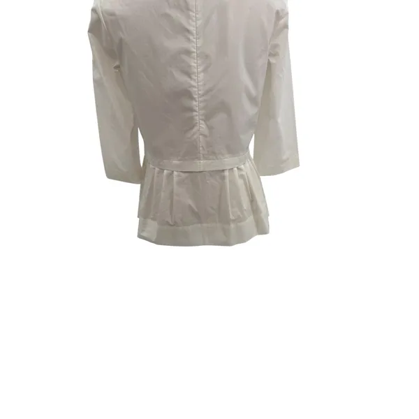 Marni White Cotton Mock Neck Peplum Blouse Top White Italy‎ 38 US 2 - Image 8