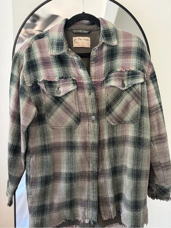Free People | We The Free Anneli 100% cotton Plaid Shirt Jacket - Image 6