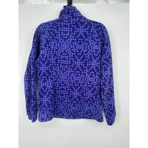 Columbia Sportswear Fleece Jacket Women M Blue Purple Geometric Full Zip Outdoor - Image 3