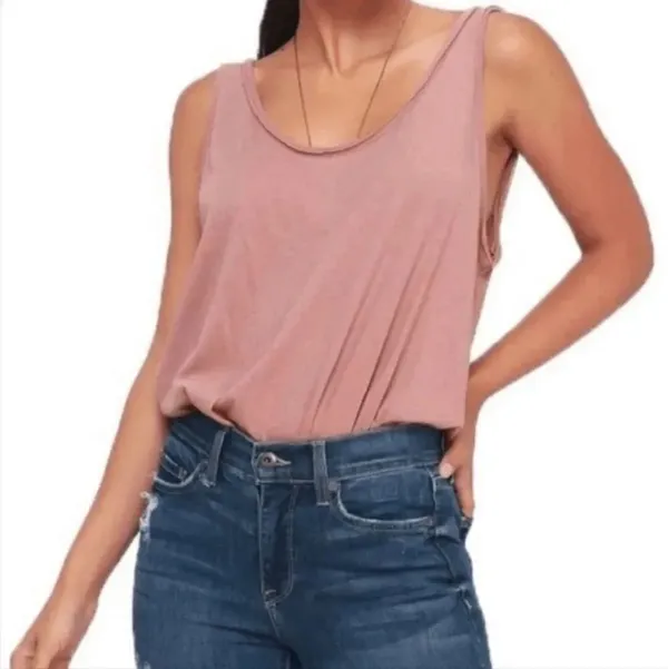 Free People Sydney Dusty Rose Mauve Oversized Tank Top Bodysuit Medium - Image 11
