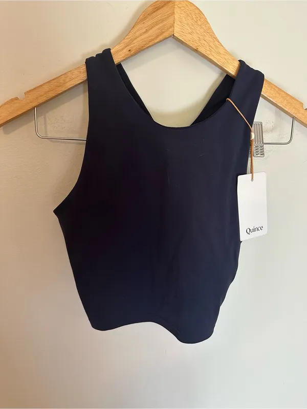 NWT Quince Ultra Form high neck crop tank deep navy extra small - Image 2