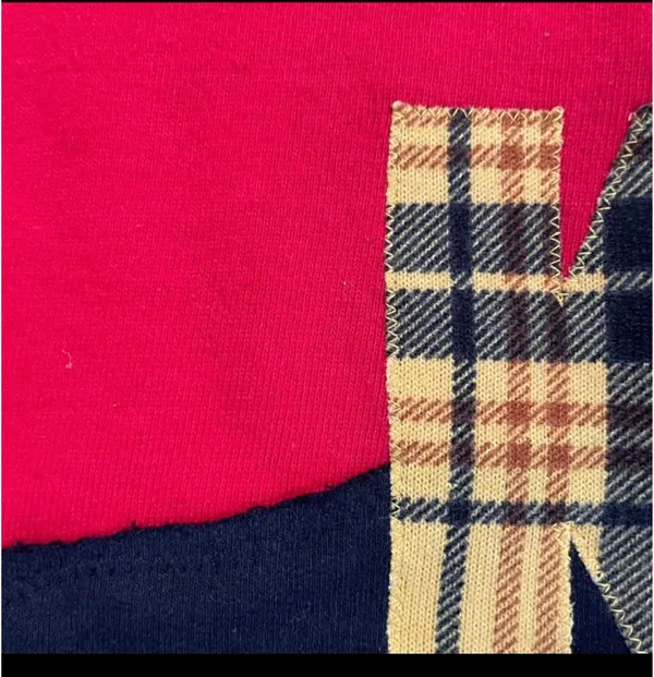 Handmade Chiefs unique Red Arrowhead Sweatshirt with yellow flannel L - Image 5