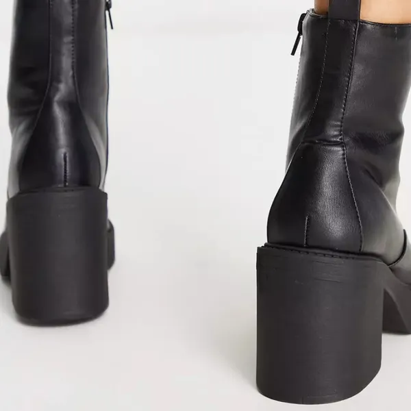 London Rebel Lace Up Chunky Platform Boots in Black, Size 7​​​​​​​ - Image 2