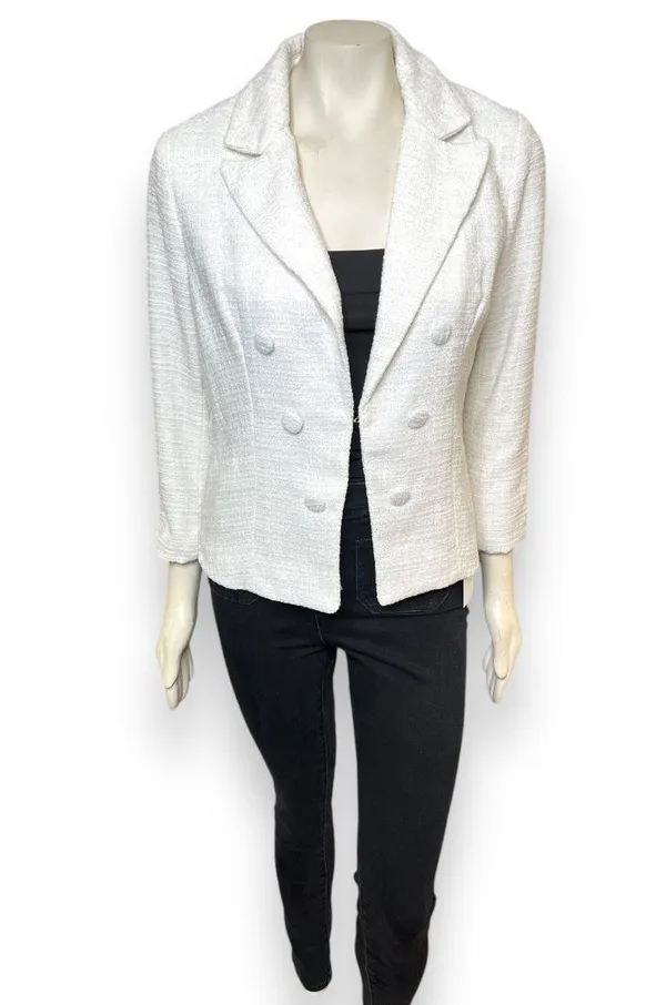 Lulu’s l White Tweed Open-Front Blazer Medium New with Tags - Image 9