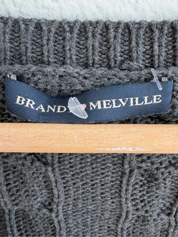 Brandy Melville Gray Cable Knit Cropped Cardigan Shrug - Image 2