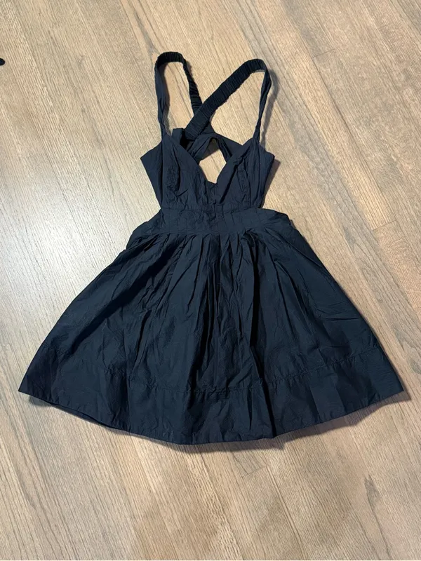 Anthropologie Maeve Black Babydoll Mini Dress with Cutout Back Detail: Size 6P - Image 5