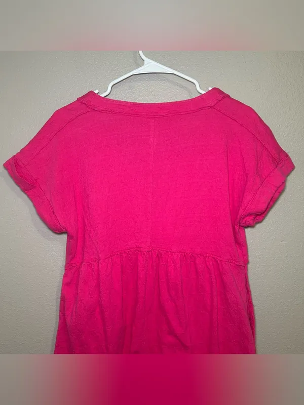 Anthropologie Daily Practice Hot Pink Button Front Lounge Romper Women’s Size XS - Image 6