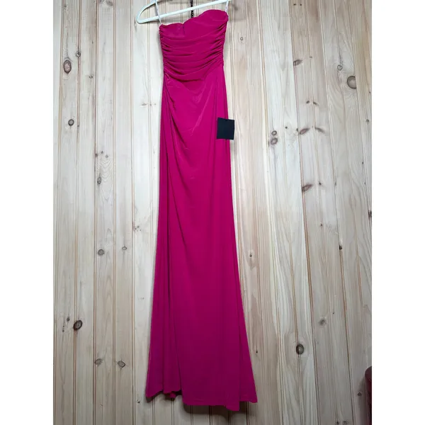 NWT Lulus Epitome of Allure Fuchsia Mesh Strapless Ruched Maxi Dress Gala Sz XS - Image 2