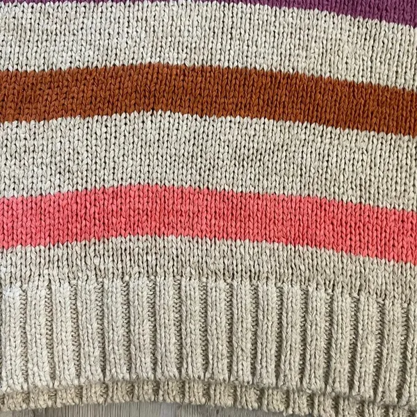 Lou & Grey & LOFT Sweater Womens LARGE Multicolor Chunky Knit Striped Pullover - Image 7