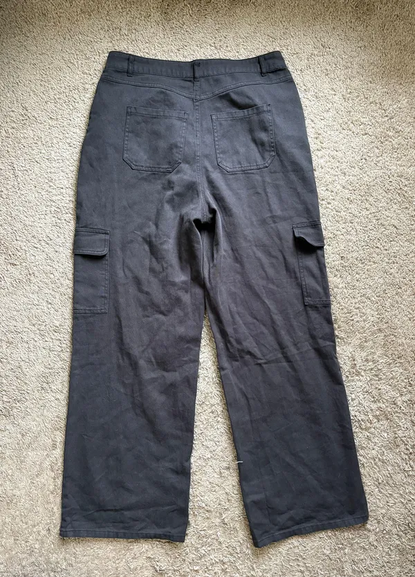 Double Zero Black Wide Leg Cargo Pants - Image 3