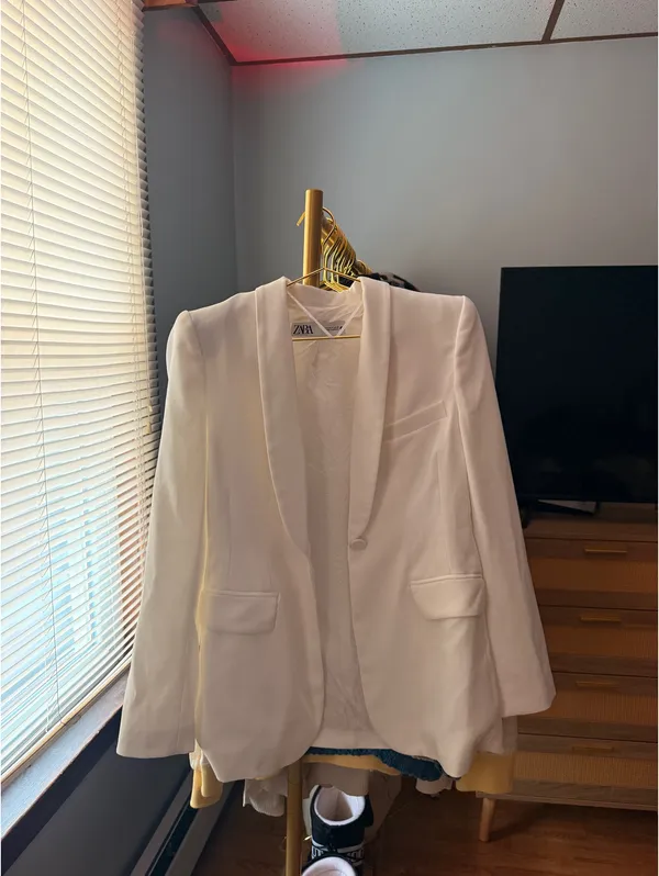 Zara White Blazer Style 77302 - Image 4