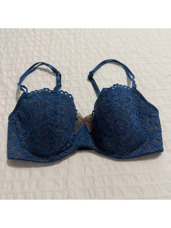 B. Tempt’d Blue Lace Bra 32DD Ciao Bella Balconette 953144 Underwire Lined - Image 9