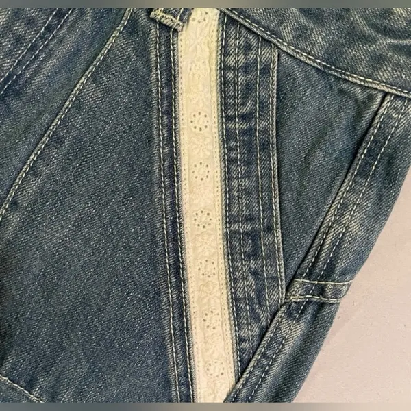 Free People Women Lace Embellished Denim Jean Shorts -26 - Image 4