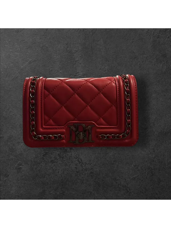 Badgley Mischka Red Quilted Leather Chain Shoulder Bag NWT - Image 2