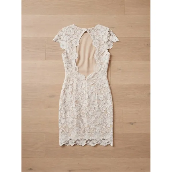 Lulus Womens Dress M White Remarkable Lace Open Back Scalloped Mini Dress - Image 2