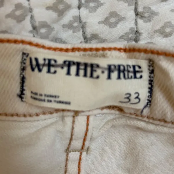 Free People We The Free Tinsley‎ Baggy Mid Rise Straight Leg Jeans Cream 33 NWOT - Image 8