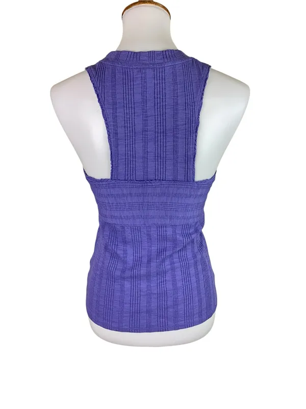 Pilcro Purple Ribbed Sleeveless Knit Tank Top‎ Ruched Stretch Medium - Image 2