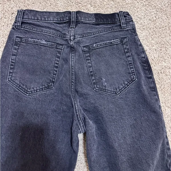 Abercrombie Curve Love 90s Straight Ultra High Rise 29/8 Ripped Black Jeans - Image 12