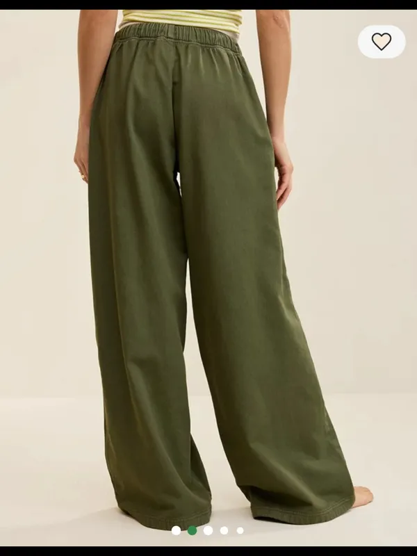 aerie Olive Green Wide-Leg Drawstring Pants Small - Image 3