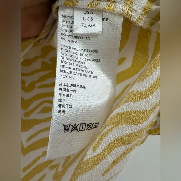 Anthropologie Womens‎ Utility Shirt Yellow Zebra Stripe Amira Short Sleeve Sz S - Image 4