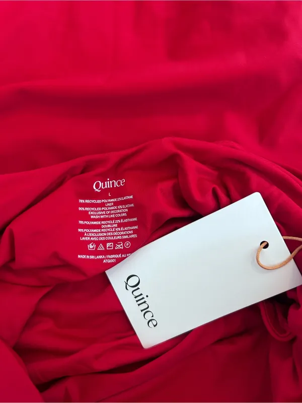 NWT Quince Cherry Red Italian Cut Out One-Piece‎ Swimsuit Size Large - Image 5