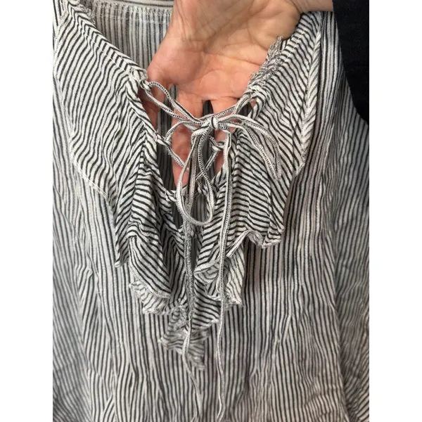 FP One Free People Striped‎ Ruffle Shirt 3/4 sleeve sz XS/S - Image 4