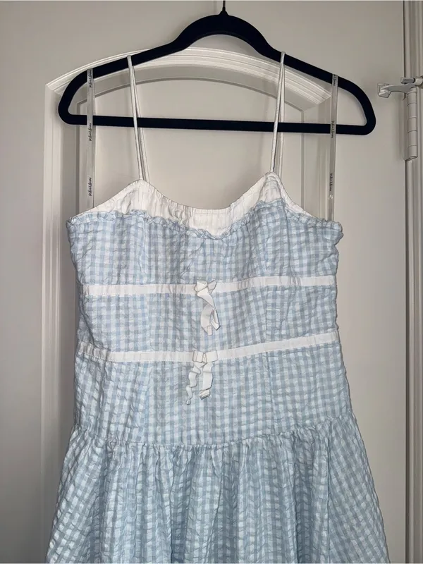 FOR LOVE and LEMONS georgia midi dress in blue gingham - Image 5