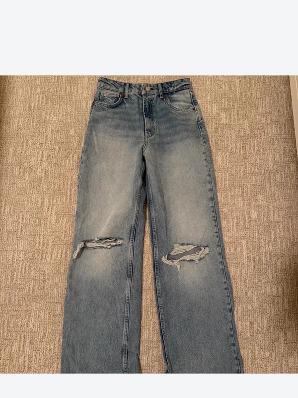 Zara Light Blue Distressed Straight leg jeans - Image 2