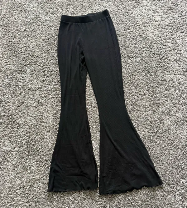 Free People Black Ribbed Flare Pants - Image 4
