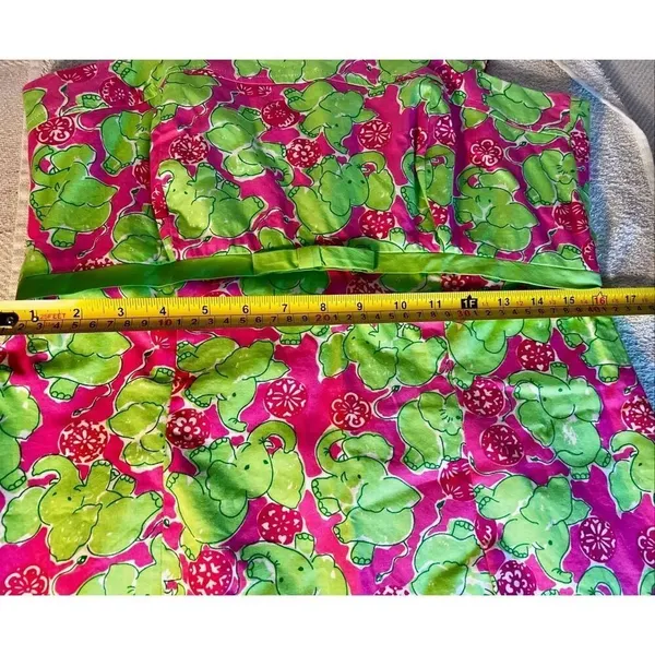 Key West Pink & Green Elephant Print Sundress Dress Fully Lined Size 10 - Image 8