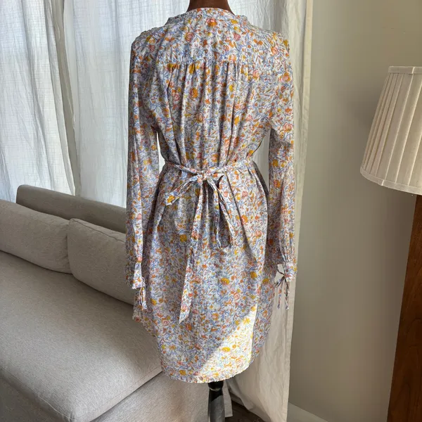 J. Crew Floral Peasant Dress M Long Sleeve Keyhole Belted Cottage Fall Boho - Image 8