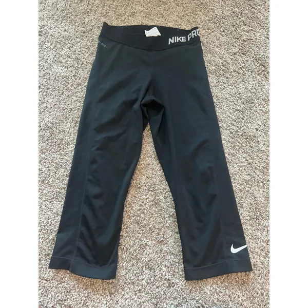 Nike‎ Pro Women Black Dri-FIT Capri Leggings 589366-010 Small Sporty Activewear - Image 2