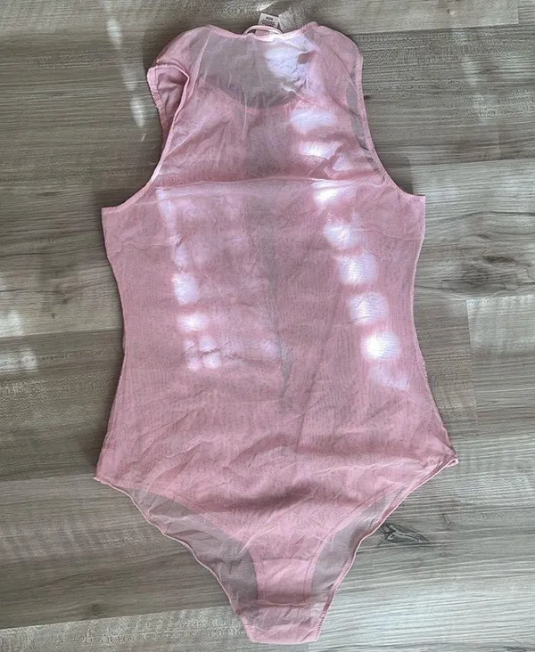 Victoria’s Secret pink lace mesh lingerie bodysuit - Image 2