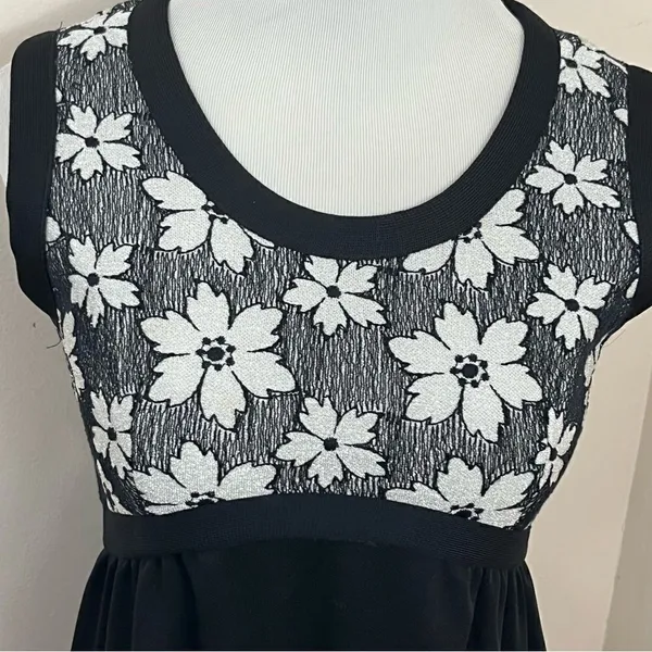 Vintage 70’s Leslie Fay Black and White Floral Maxi Dress S - Image 4
