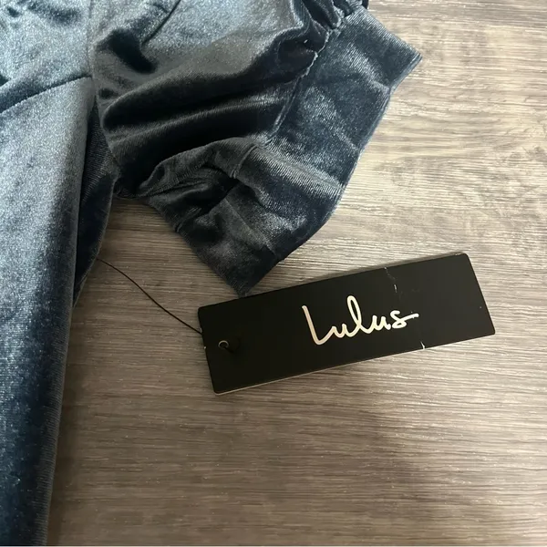 Lulus Victorious Dusty Blue Velvet Puff Sleeve Bodycon Dress; Small - Image 6