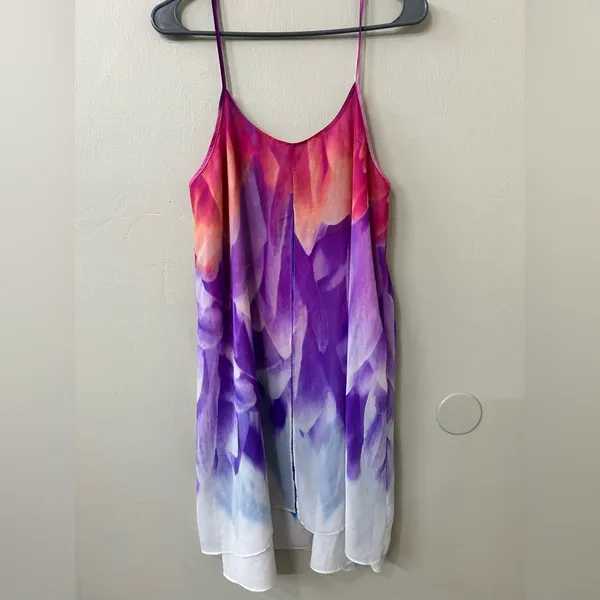 Natori Floral Watercolor Layered Sleeveless Slip Dress Women's Size Medium - Image 2