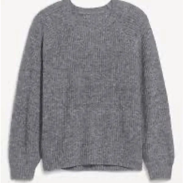 Old Navy Dark Gray Heathered Cozy Shaker-Stitch Pullover Sweater - Image 3