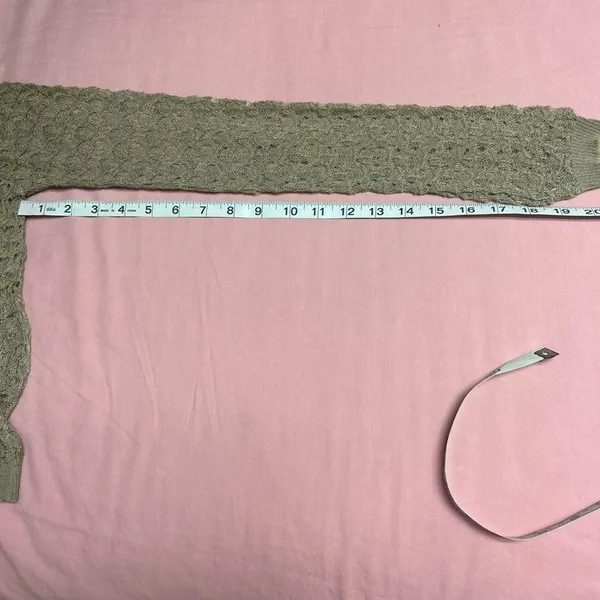 Tan Crochet Cropped French Button Up Cardigan - Image 7
