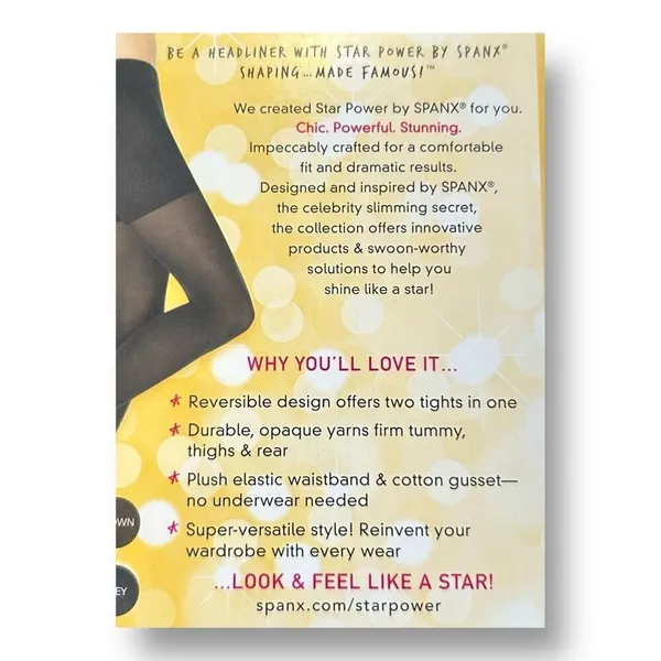 New‎ STAR by SPANX Center Stage Reversible Tights Black Java Size A Office Party - Image 7