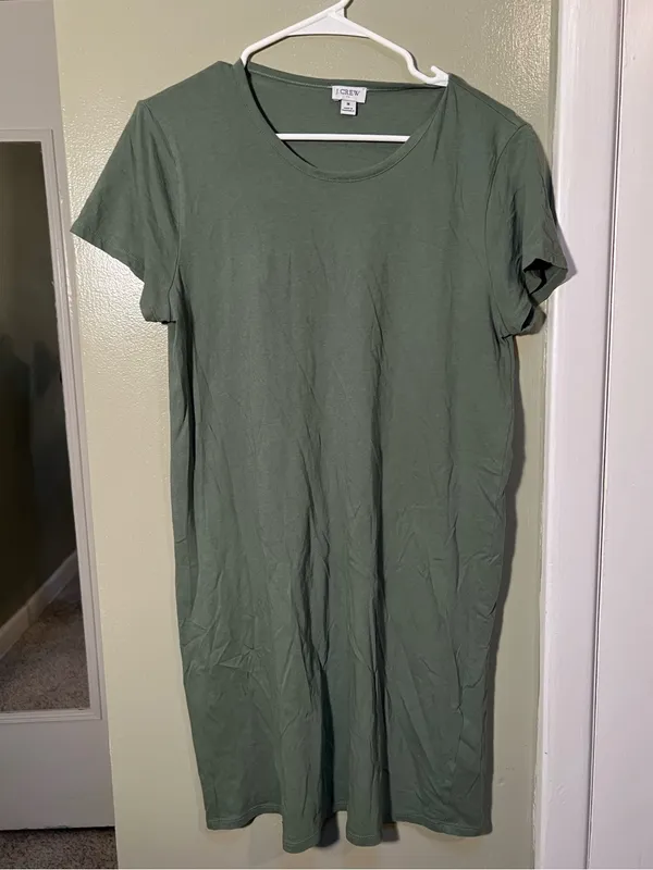 J. Crew Factory Women’s Size Medium Short Sleeve T-Shirt Dress Green Crewneck - Image 3