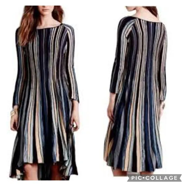 Anthropologie‎ Moth Striped High Low Dress - Image 3