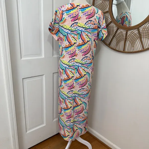 Michelle McDowell Fruit Print‎ Maxi Dress S Resort Cruise Colorful Beach Coastal - Image 4