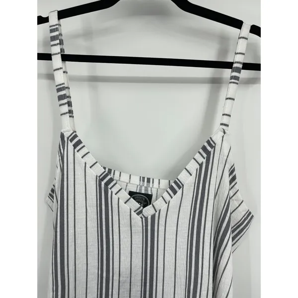 Laura Ashley Striped Tank Top Cami Sleeveless White Gray Womens Size XL NEW - Image 3