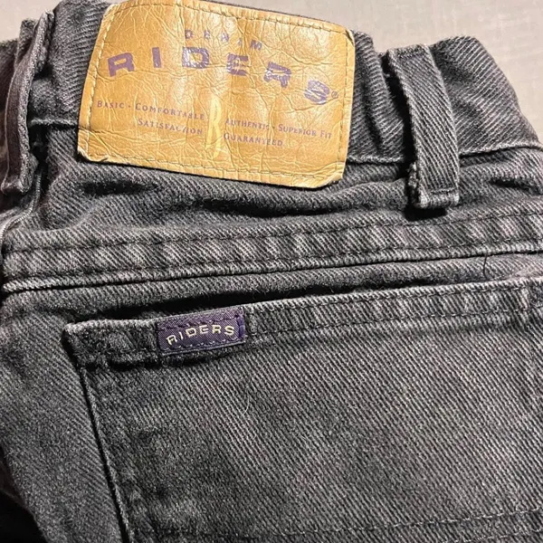 Vintage‎ Riders Classic Black Denim Straight Leg Jeans 28x34 - Image 3