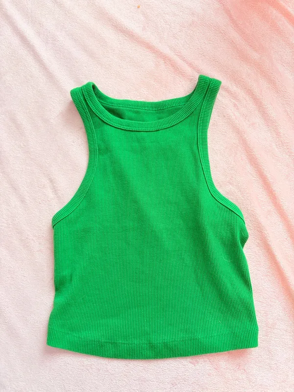Green Cropped High Neck Wild Fable Tank - Image 2