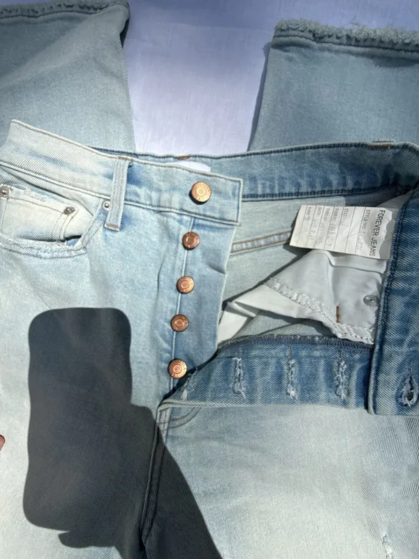 Pistola Forever Jeans Light Wash Distressed Straight Leg Denim - Image 5