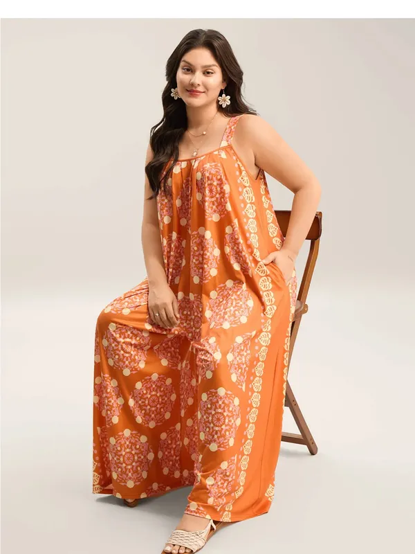 BloomChic Orange & Pink Floral Maxi Jumpsuit - Image 2