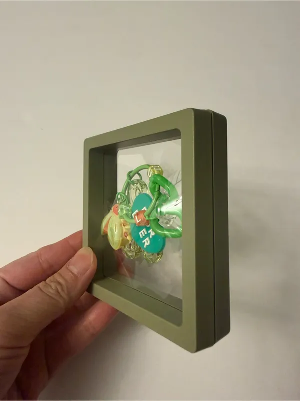 Cute Keychain Set - Red, Pink, Yellow, Green, Blue, Purple in a 3D Floating box! - Image 3