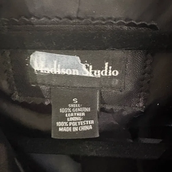 Madison Studio Black 100% Leather Jacket Cropped Zip Genuine Leather S - Image 2